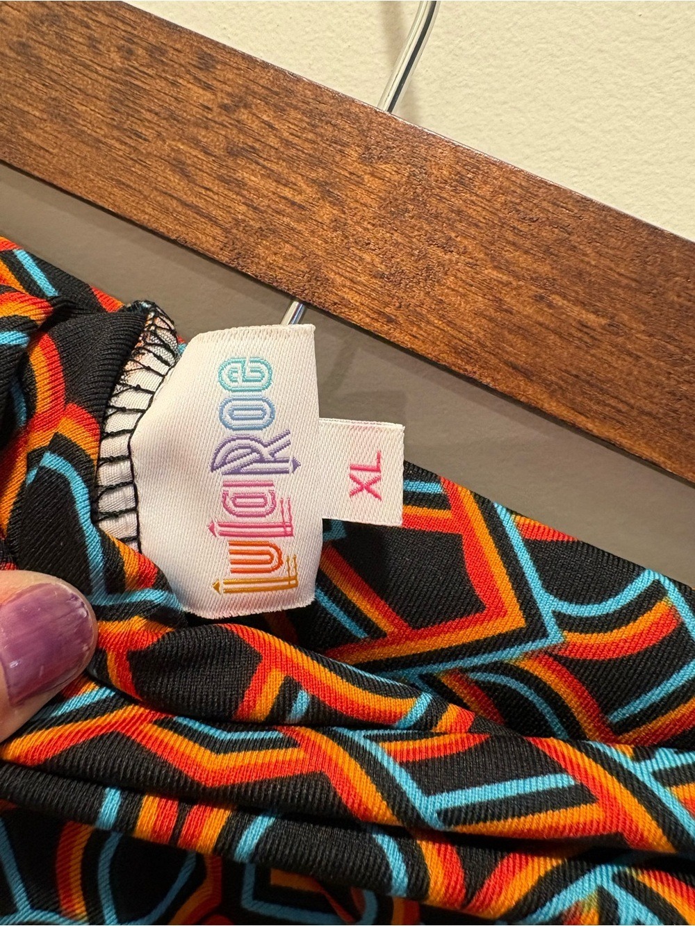 Retro Mod Geometric A-Line Midi Skirt XL Black Orange Blue NWT LuLaRoe Azure - Picture 6 of 7
